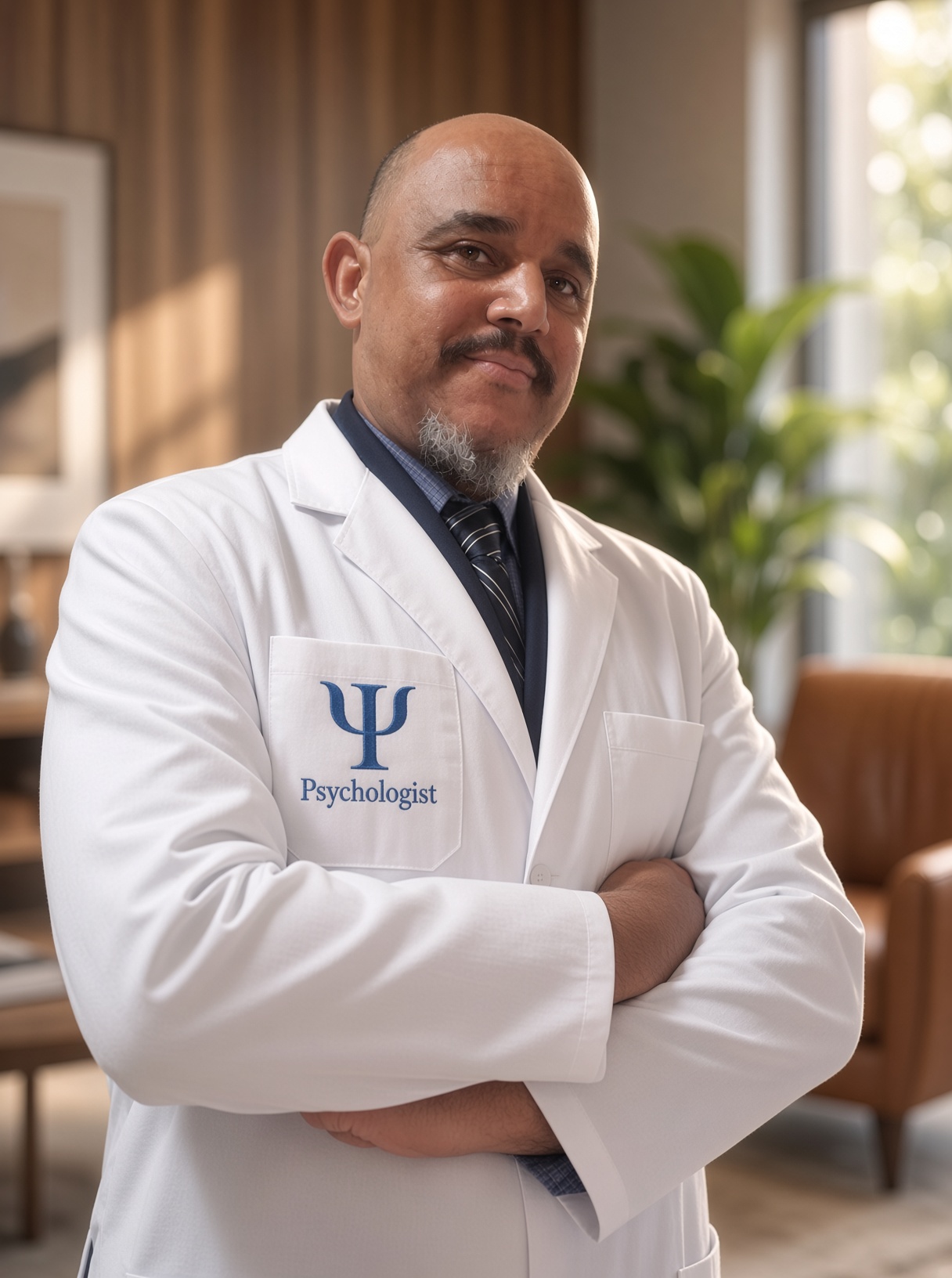 Dr. Edmilson Reis, psicólogo clínico, vestindo jaleco